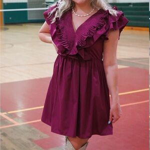 Entro Plum Ruffle Mini Dress